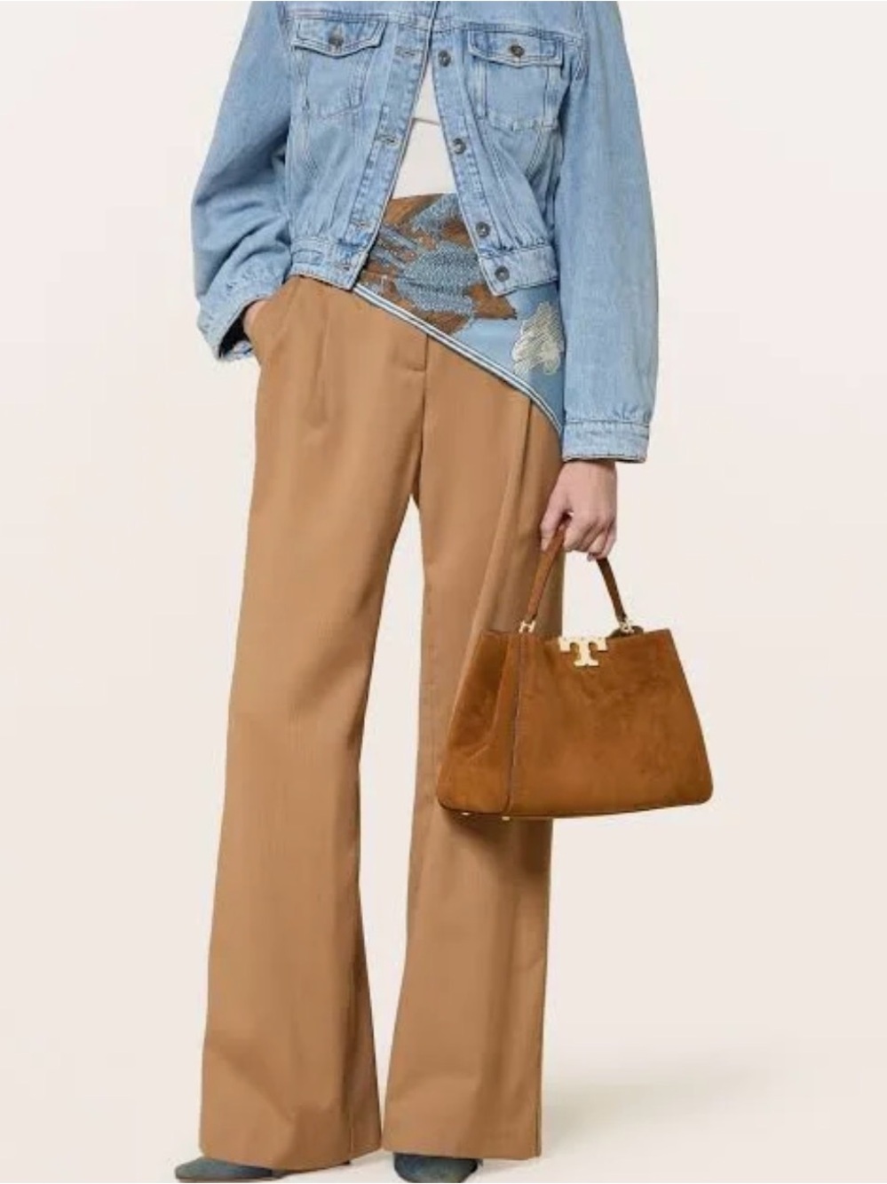 NWT Tory Burch Eleanor Soft Satchel Caramel Suede Top-Handle/Shoulder Bag - Picture 12 of 12